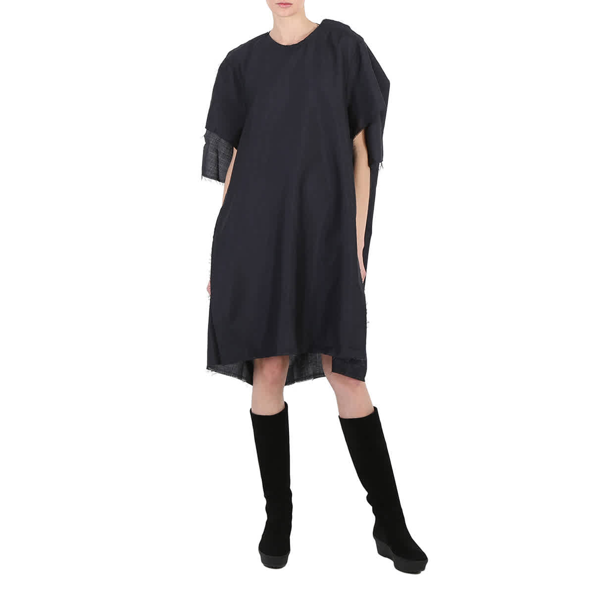 Maison Margiela Антрацитовое платье оверсайз из мохера и шерсти с необработанным краем, Anthracite 
Maison Margiela Антрацитовое платье оверсайз из мохера и шерсти с необработанным краем, Anthracite