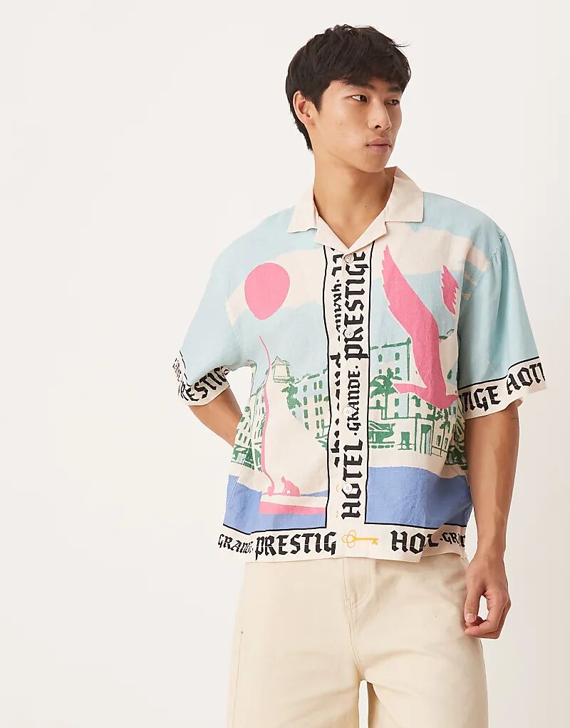 Рубашка Cotton On Cabana с короткими рукавами и синим принтом в виде границы отпуска
Рубашка Cotton On Cabana с короткими рукавами и синим принтом в виде границы отпуска