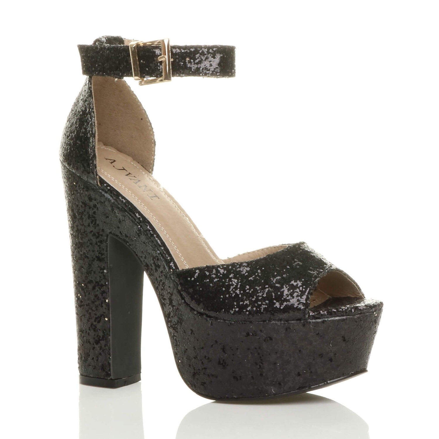 Туфли на высоком блокированном каблуке с ремешком на щиколотке, блестящие туфли с открытым носком, состоящие из 2 частей AJVANI, черный
Туфли на высоком блокированном каблуке с ремешком на щиколотке, блестящие туфли с открытым носком, состоящие из 2 частей AJVANI, черный