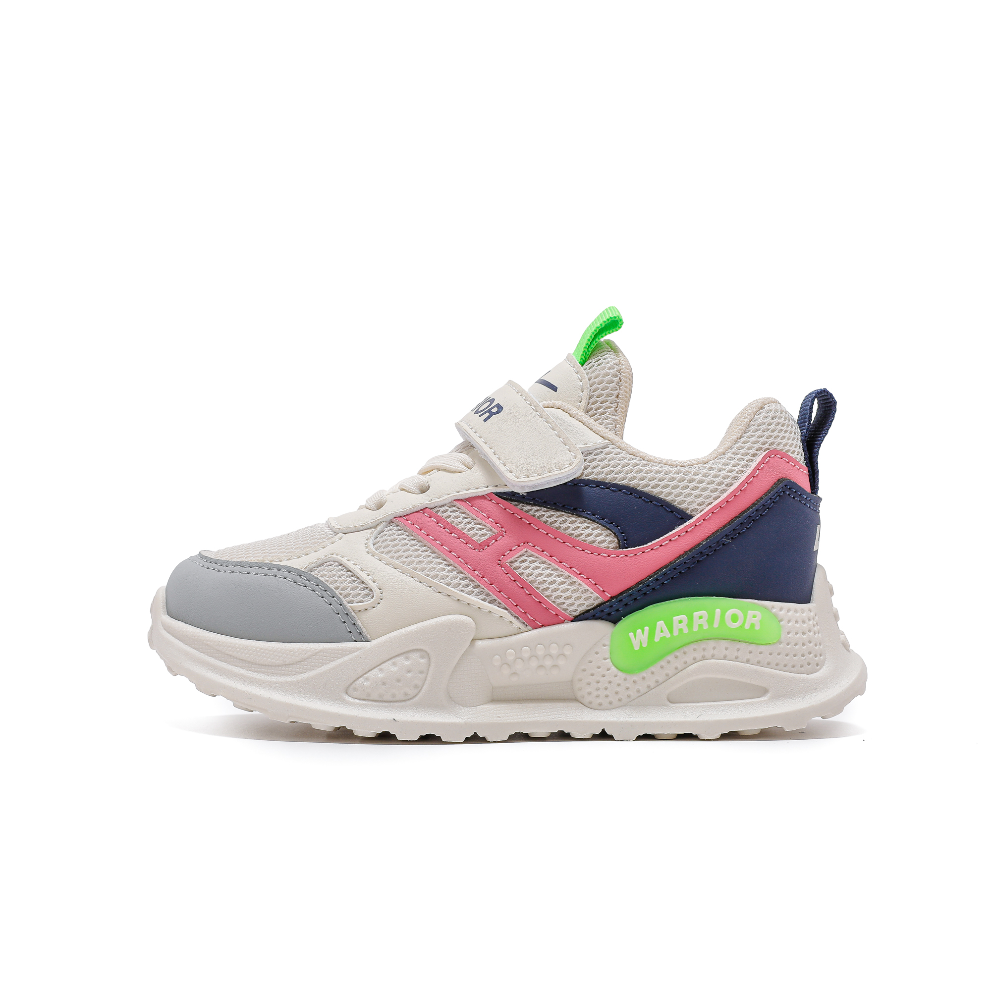 Износостойкие дышащие низкие детские кроссовки для бега WARRIOR, бежевый/синий/розовый 
Износостойкие дышащие низкие детские кроссовки для бега WARRIOR, бежевый/синий/розовый