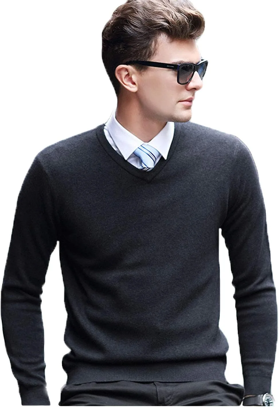 Flygo мужской классический тонкий V-образный вырез шерстяной пуловер
Flygo мужской классический тонкий V-образный вырез шерстяной пуловер