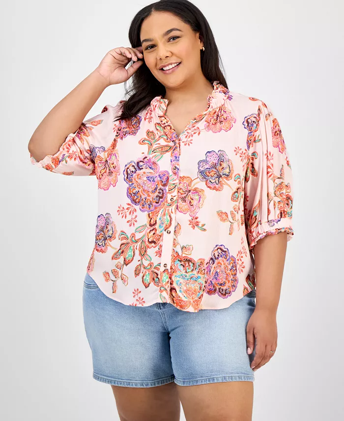 Модная блузка больших размеров с цветочным принтом и оборками Democracy, розовый
Модная блузка больших размеров с цветочным принтом и оборками Democracy, розовый