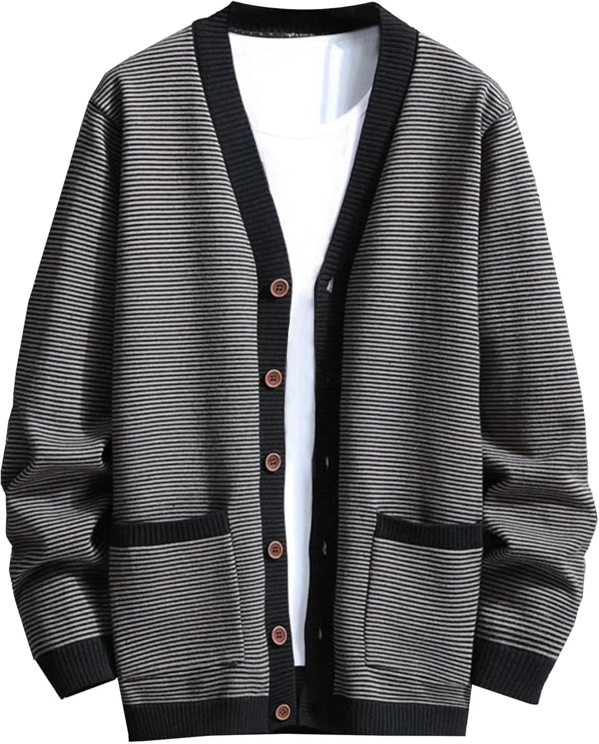 Мужской вязаный свитер с V-образным вырезом и карманом
Мужской вязаный свитер с V-образным вырезом и карманом