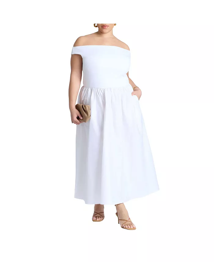 Женское платье с вырезом-лодочкой из смешанной ткани ELOQUII, белый
Женское платье с вырезом-лодочкой из смешанной ткани ELOQUII, белый