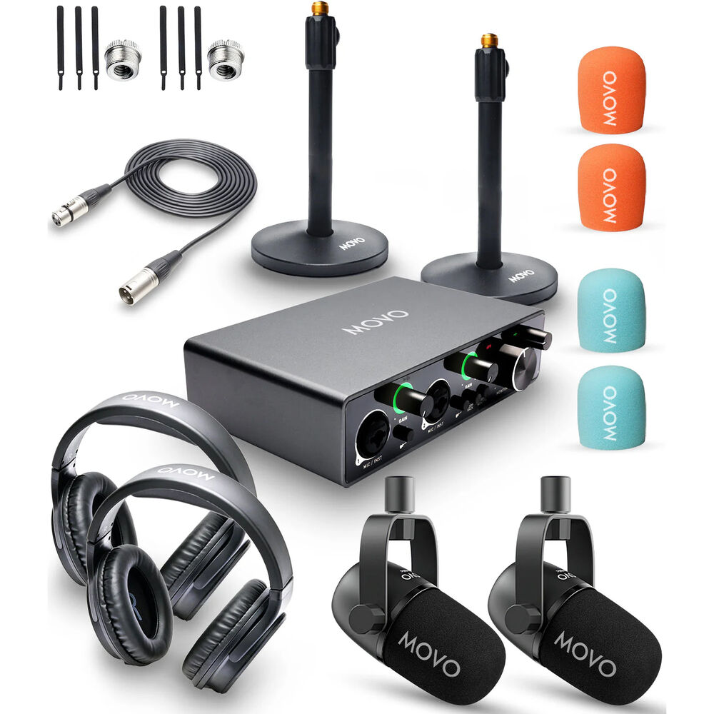 Комплект для подкастинга Movo Photo MDX-1 с USB-аудиоинтерфейсом, микрофонами, настольными стойками и наушниками (2 шт.)
Комплект для подкастинга Movo Photo MDX-1 с USB-аудиоинтерфейсом, микрофонами, настольными стойками и наушниками (2 шт.)