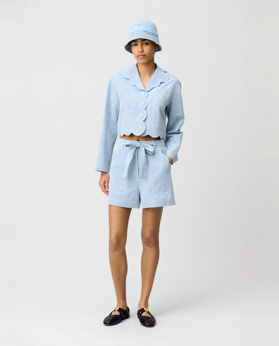 Женские джинсовые шорты с поясом Claudie Pierlot, светло-голубой 
Женские джинсовые шорты с поясом Claudie Pierlot, светло-голубой