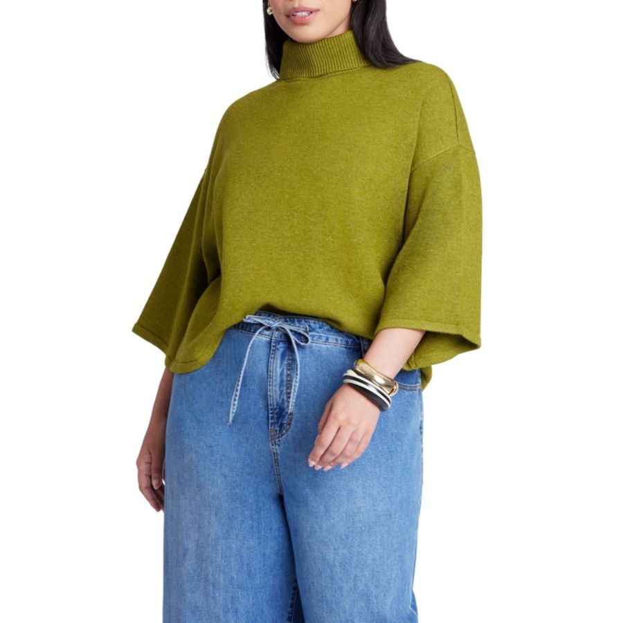 Женская водолазка свободного кроя с рукавами три четверти ELOQUII, Chartreuse
Женская водолазка свободного кроя с рукавами три четверти ELOQUII, Chartreuse