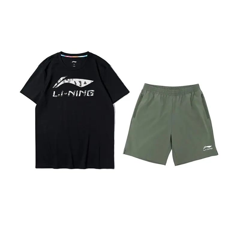 LiNing Повседневная спортивная одежда унисекс, черный short-sleeved shirt+thyme зеленый sports shorts
LiNing Повседневная спортивная одежда унисекс, черный short-sleeved shirt+thyme зеленый sports shorts