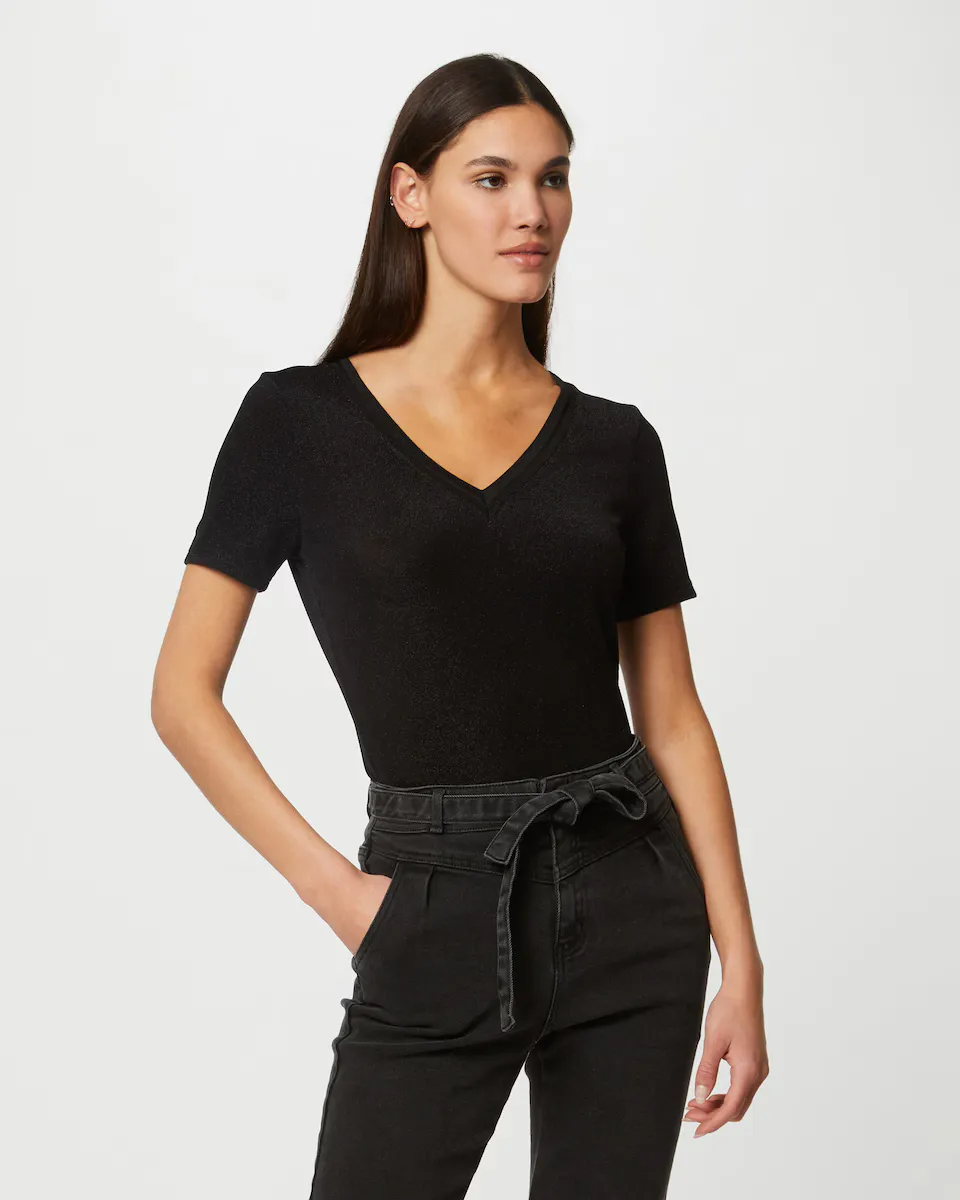 Женская футболка с короткими рукавами и V-образным вырезом Morgan, черный
Женская футболка с короткими рукавами и V-образным вырезом Morgan, черный