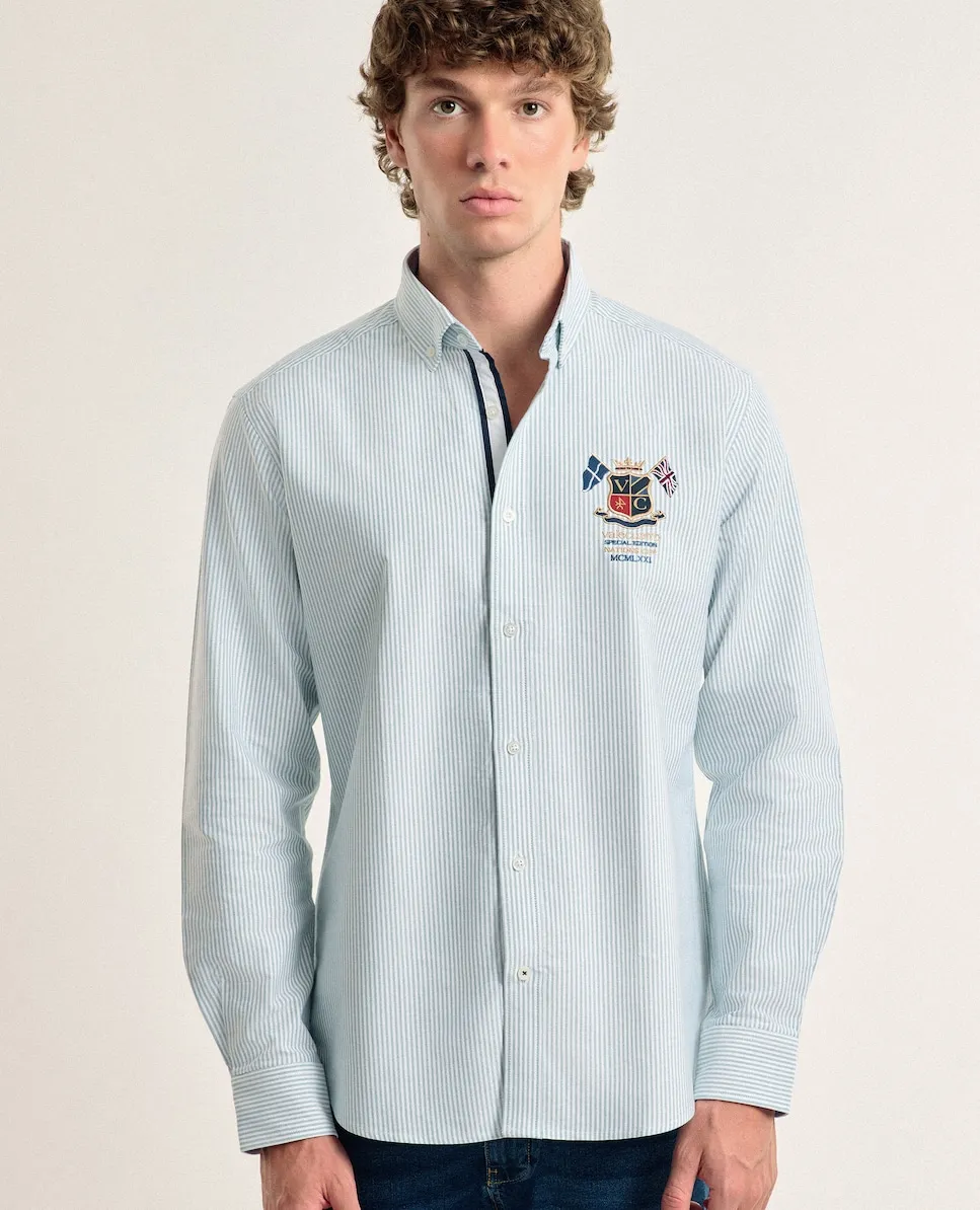 Классическая мужская оксфордская рубашка из хлопка в темно-зеленую полоску Valecuatro, темно-зеленый
Классическая мужская оксфордская рубашка из хлопка в темно-зеленую полоску Valecuatro, темно-зеленый