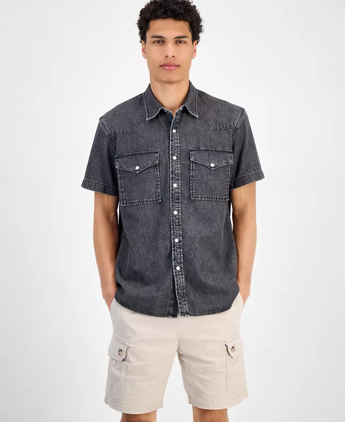 Мужская джинсовая рубашка с коротким рукавом Spur на пуговицах Sun + Stone, черный
Мужская джинсовая рубашка с коротким рукавом Spur на пуговицах Sun + Stone, черный