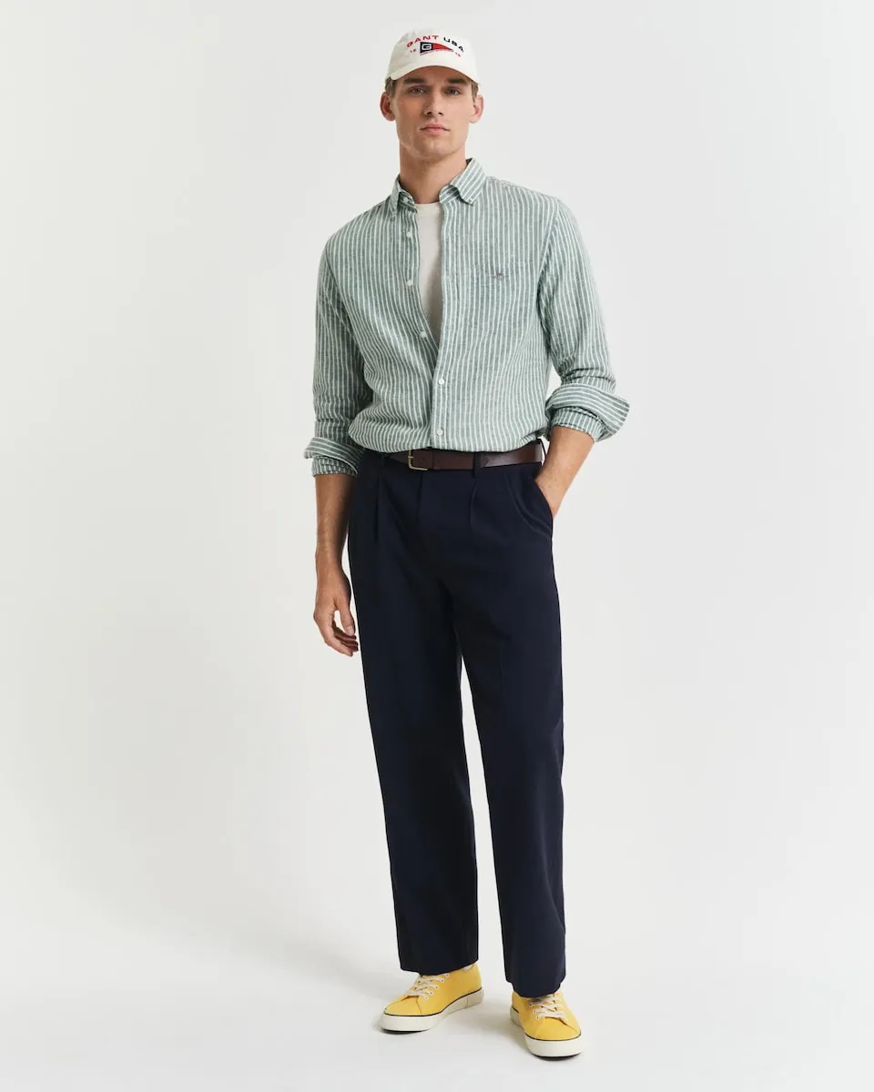 Мужская льняная рубашка с длинными рукавами и полосатым принтом Gant, зеленый
Мужская льняная рубашка с длинными рукавами и полосатым принтом Gant, зеленый