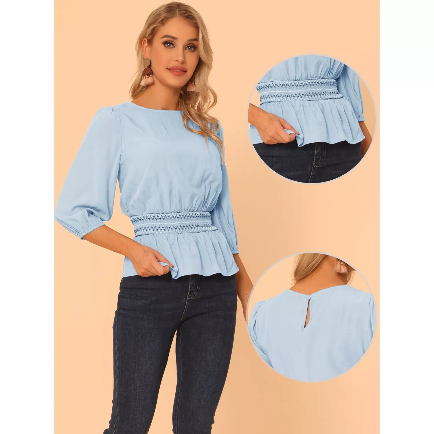 Топ с баской для женской блузки с пышными рукавами и присборенной талией ALLEGRA K, черный
Топ с баской для женской блузки с пышными рукавами и присборенной талией ALLEGRA K, черный