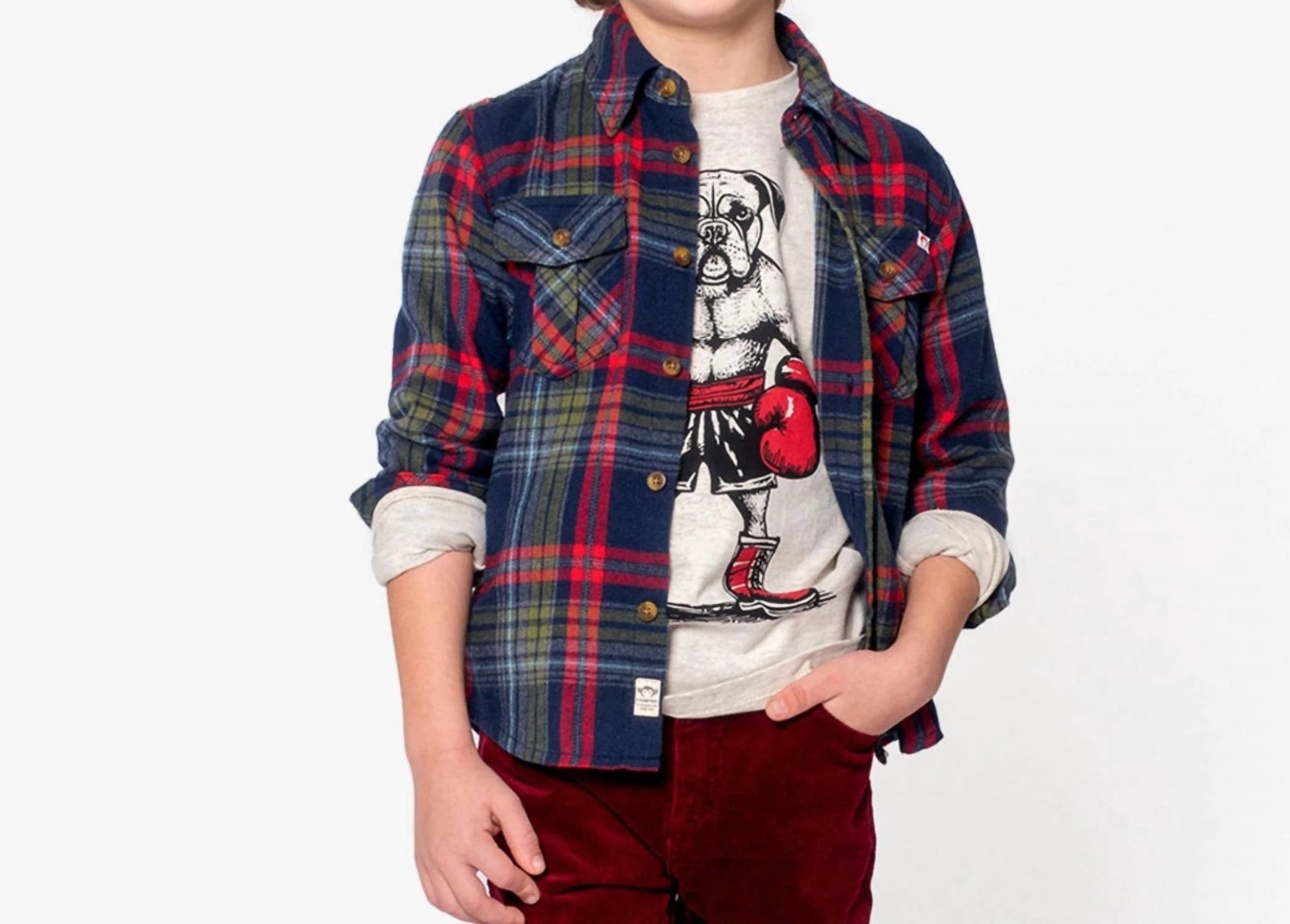 Рубашка фланелевая на пуговицах для мальчиков в осеннюю клетку темно-синего/клюквенного цвета Appaman
Рубашка фланелевая на пуговицах для мальчиков в осеннюю клетку темно-синего/клюквенного цвета Appaman