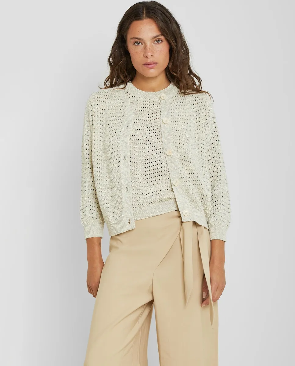 Женский ажурный кардиган на пуговицах Trucco, кремовый
Женский ажурный кардиган на пуговицах Trucco, кремовый