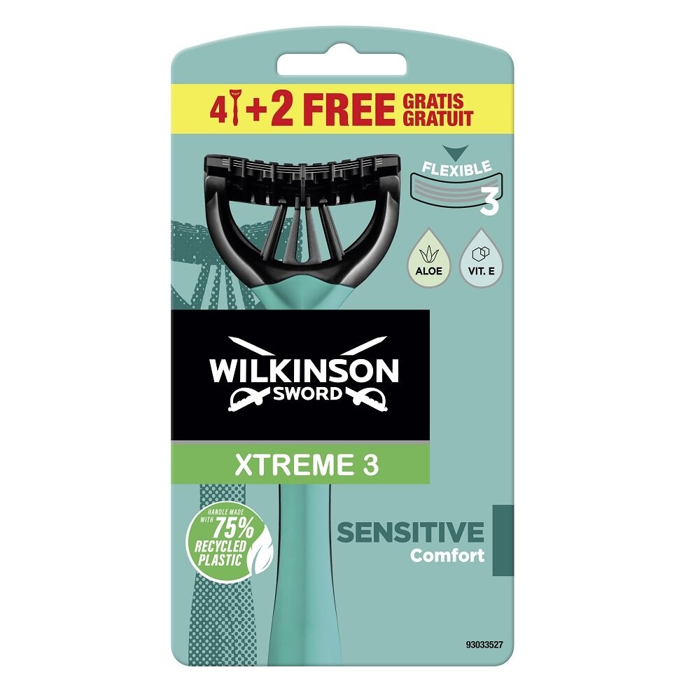 Wilkinson Sword, Xtreme 3, Одноразовые бритвы Sensitive, 6 шт
Wilkinson Sword, Xtreme 3, Одноразовые бритвы Sensitive, 6 шт