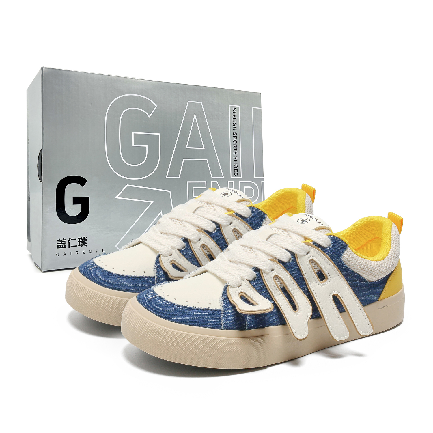 Gai Renpu Непромокаемые дышащие износостойкие мужские низкие кеды для скейтбординга - деним желтый бокс, цвет Denim Yellow Box
Gai Renpu Непромокаемые дышащие износостойкие мужские низкие кеды для скейтбординга - деним желтый бокс, цвет Denim Yellow Box