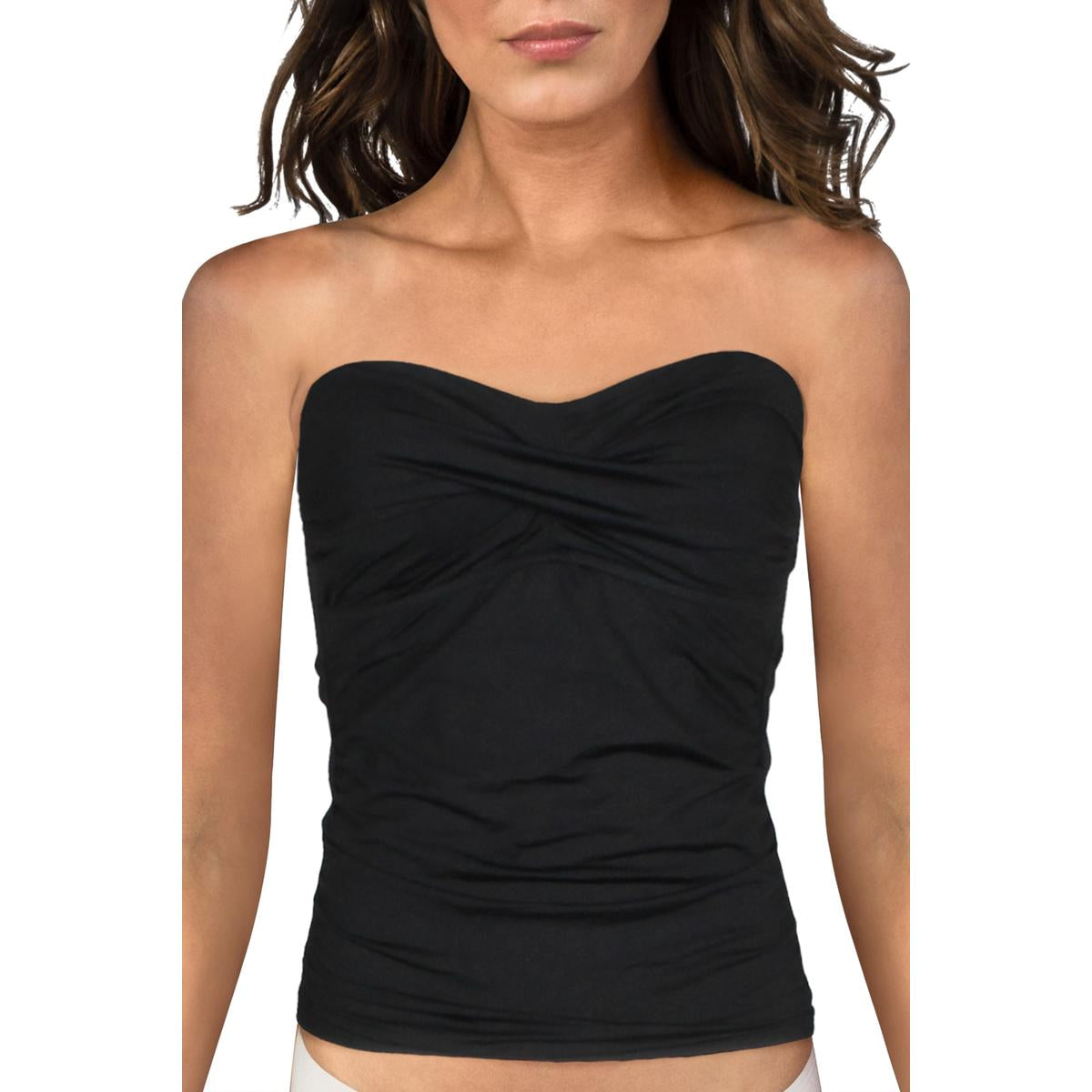 Женский купальник-бандо с перекрученным передом, раздельные детали Anne Cole, черный 
Женский купальник-бандо с перекрученным передом, раздельные детали Anne Cole, черный