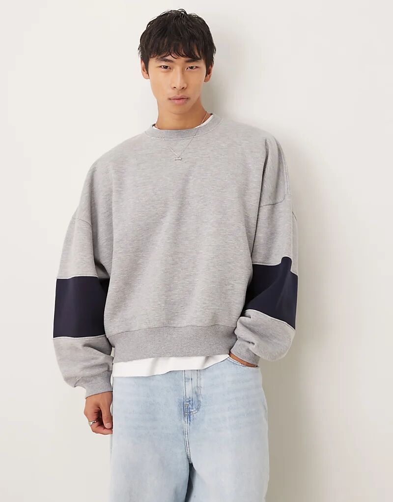 Толстовка ASOS DESIGN оверсайз со вставками на рукавах серого меланжевого цвета 
Толстовка ASOS DESIGN оверсайз со вставками на рукавах серого меланжевого цвета