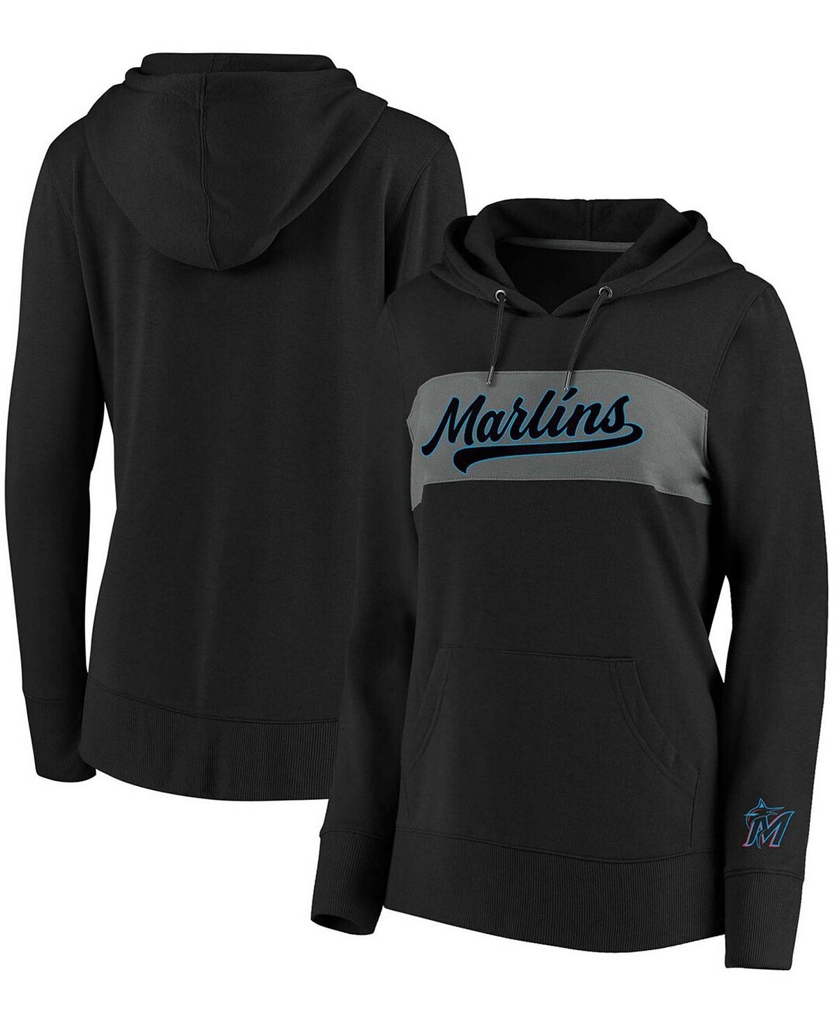 Черный пуловер с капюшоном и цветными блоками размера плюс Miami Marlins Tri-Blend Fanatics, черный
Черный пуловер с капюшоном и цветными блоками размера плюс Miami Marlins Tri-Blend Fanatics, черный