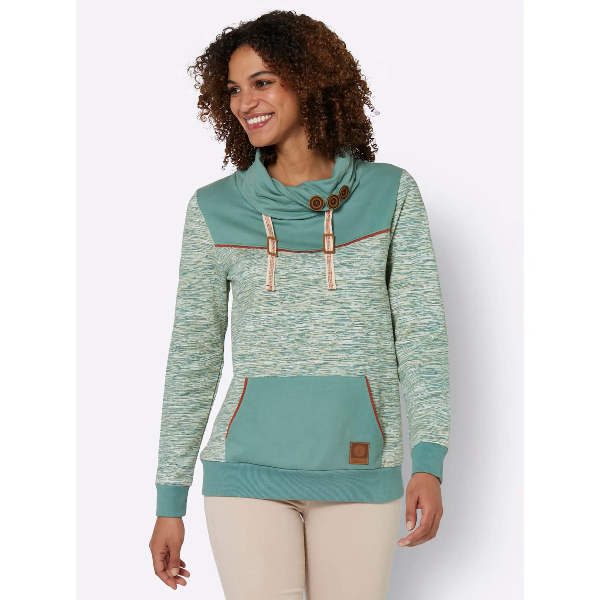 Толстовка в стиле casual Casual Looks, цвет Jade-Weiß-Meliert 
Толстовка в стиле casual Casual Looks, цвет Jade-Weiß-Meliert