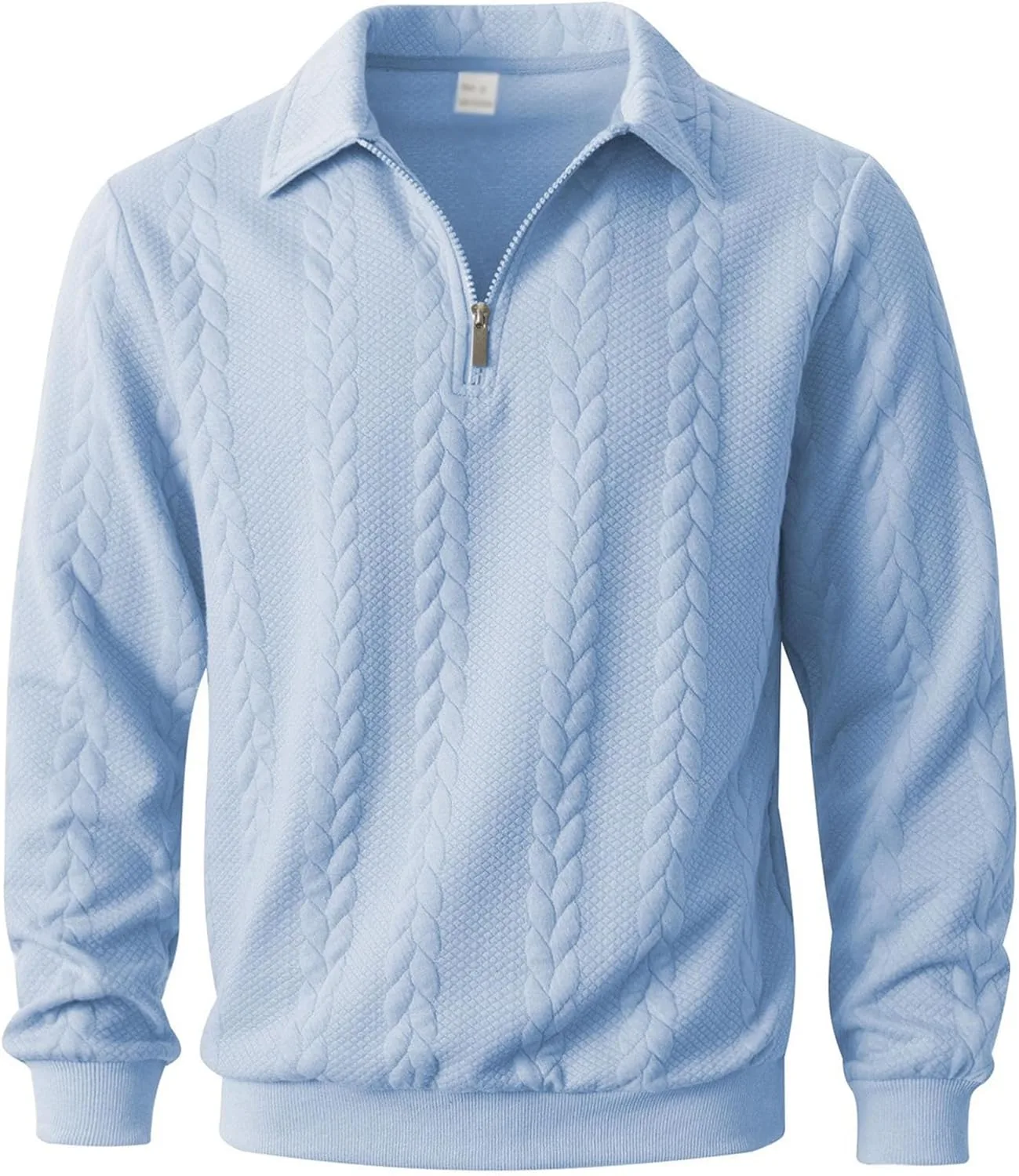 Мужской свитер с четвертью молнии кабельной вязки
Мужской свитер с четвертью молнии кабельной вязки