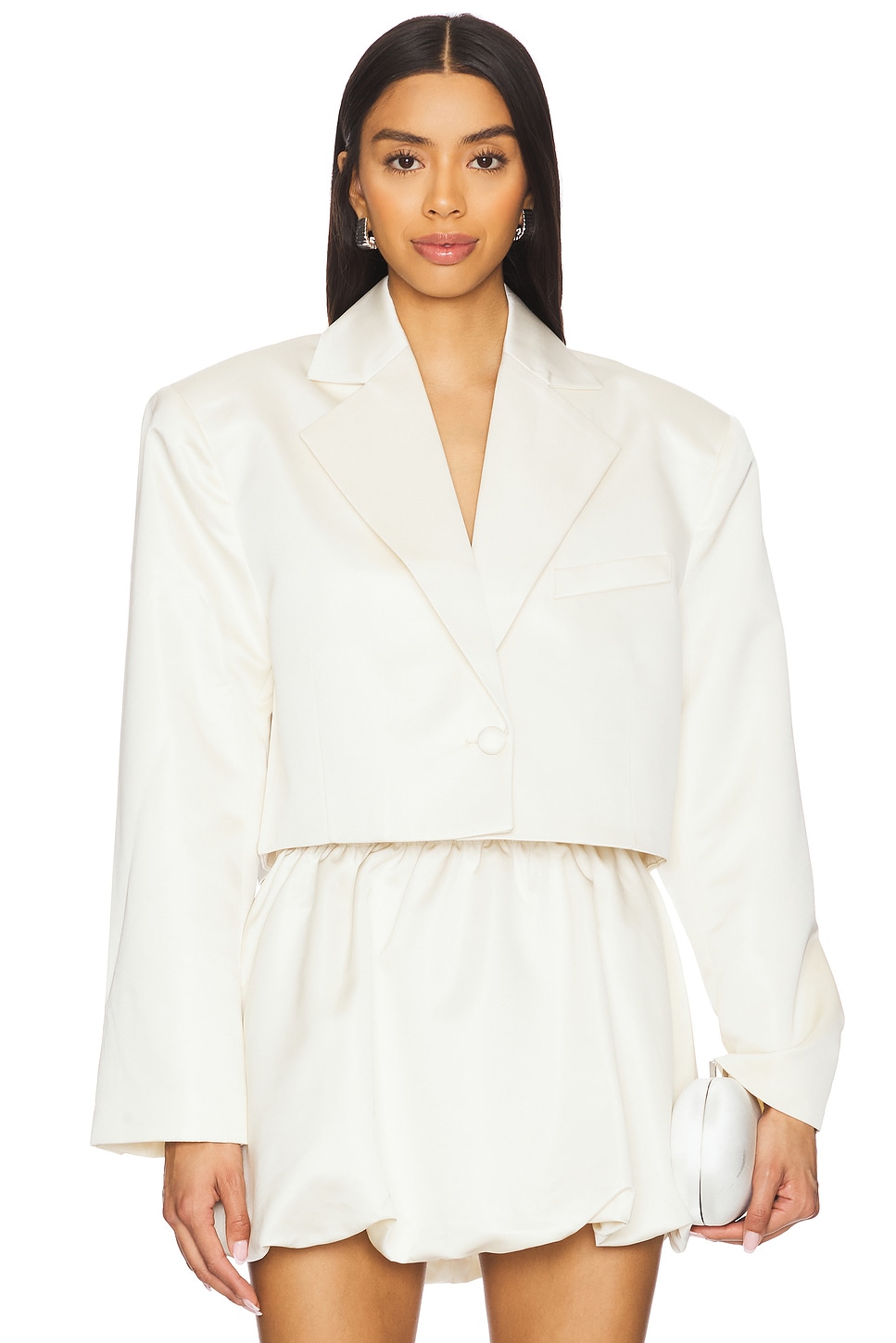Укороченный сатиновый блейзер Weworewhat, ivory
Укороченный сатиновый блейзер Weworewhat, ivory