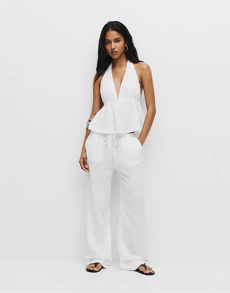 Спортивные брюки Pull&Bear Rustic белого цвета 
Спортивные брюки Pull&Bear Rustic белого цвета