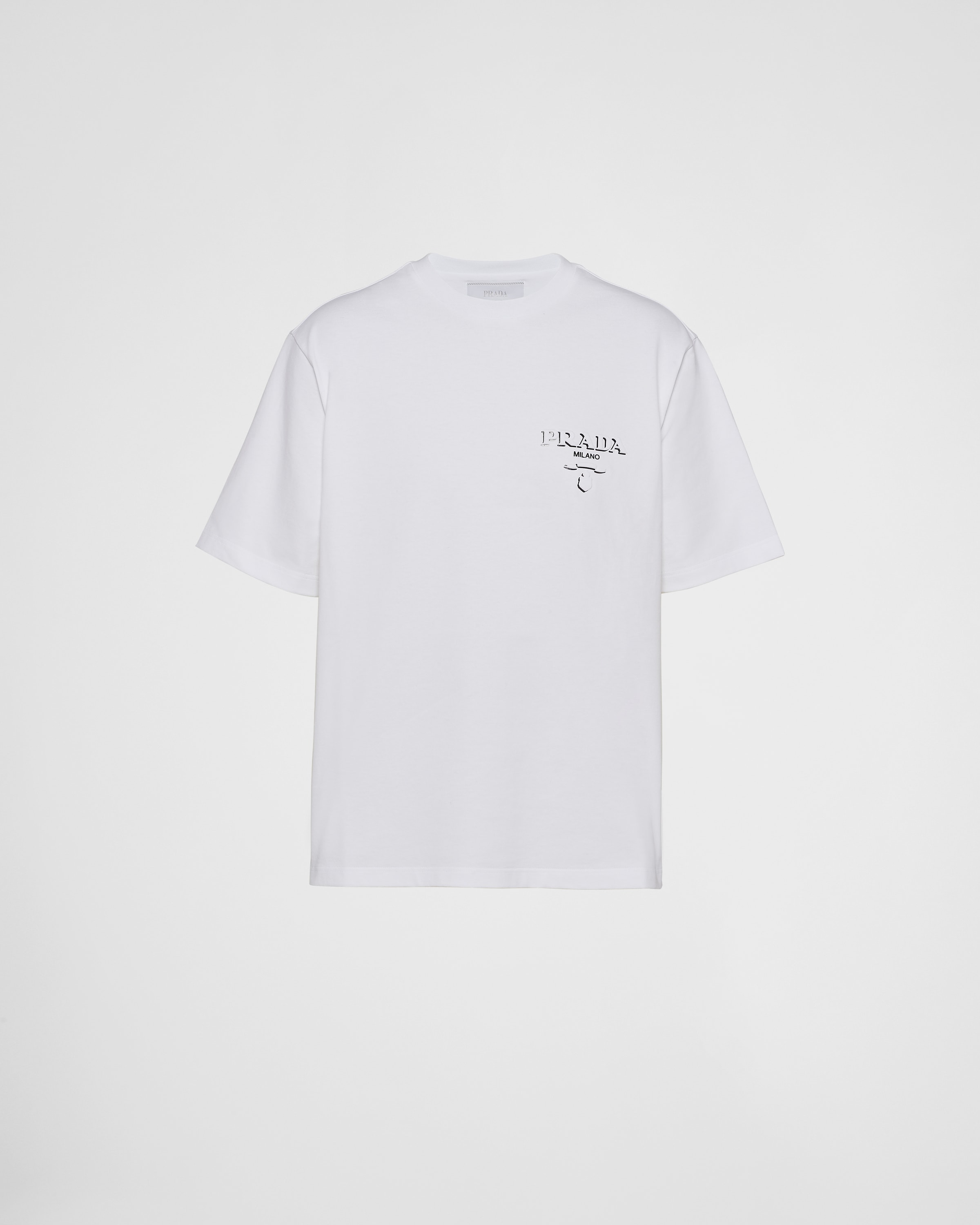 Хлопковая футболка Prada, белый
Хлопковая футболка Prada, белый
