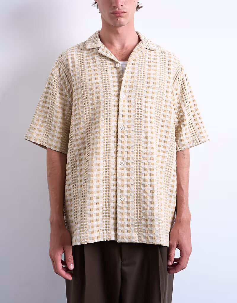 Рубашка свободного кроя с короткими рукавами, двухцветная, фактурная, серого цвета Topman
Рубашка свободного кроя с короткими рукавами, двухцветная, фактурная, серого цвета Topman