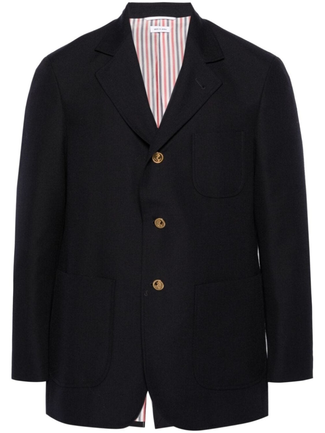 Thom Browne шерстяной однобортный пиджак, синий
Thom Browne шерстяной однобортный пиджак, синий