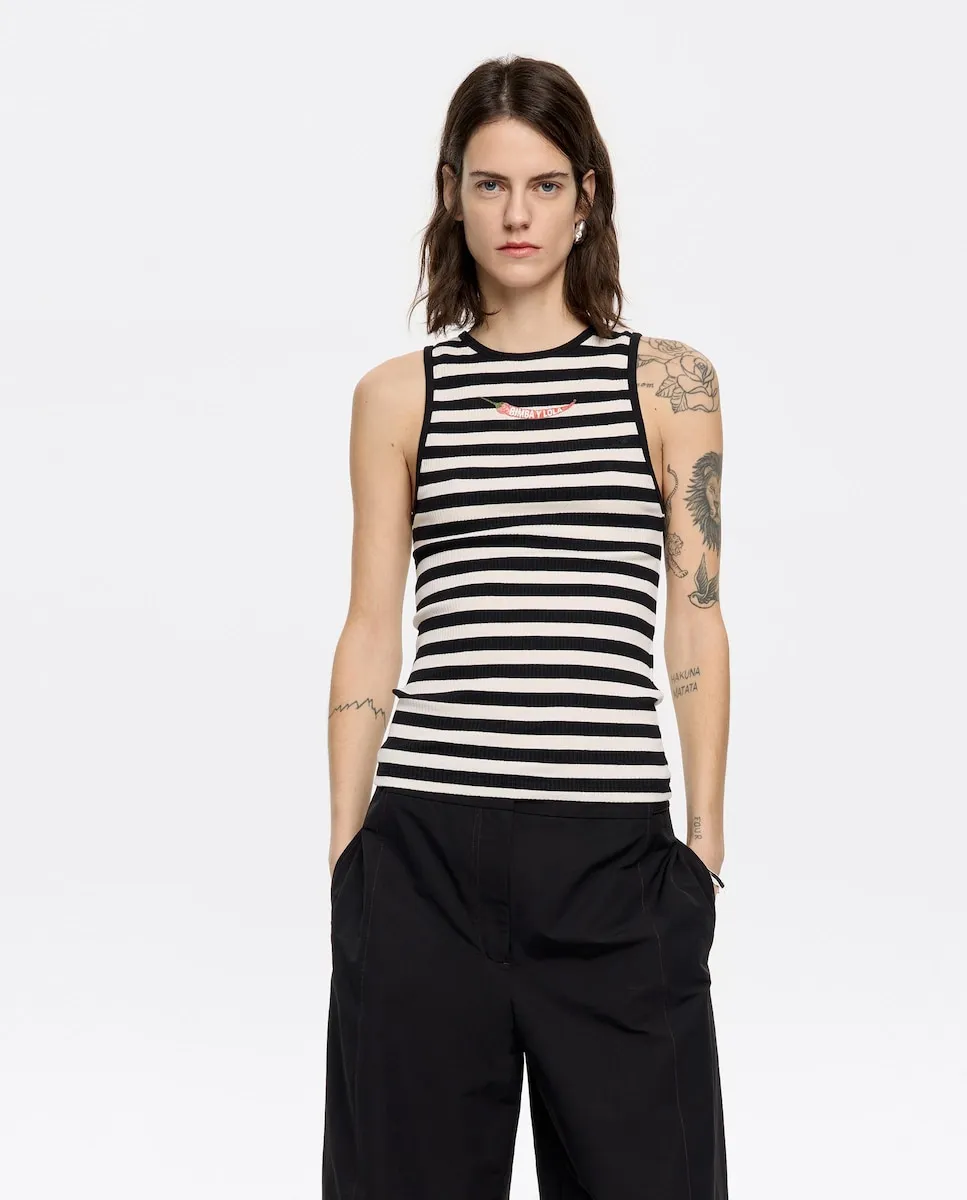 Женский облегающий топ в полоску чили Bimba y Lola, черный
Женский облегающий топ в полоску чили Bimba y Lola, черный