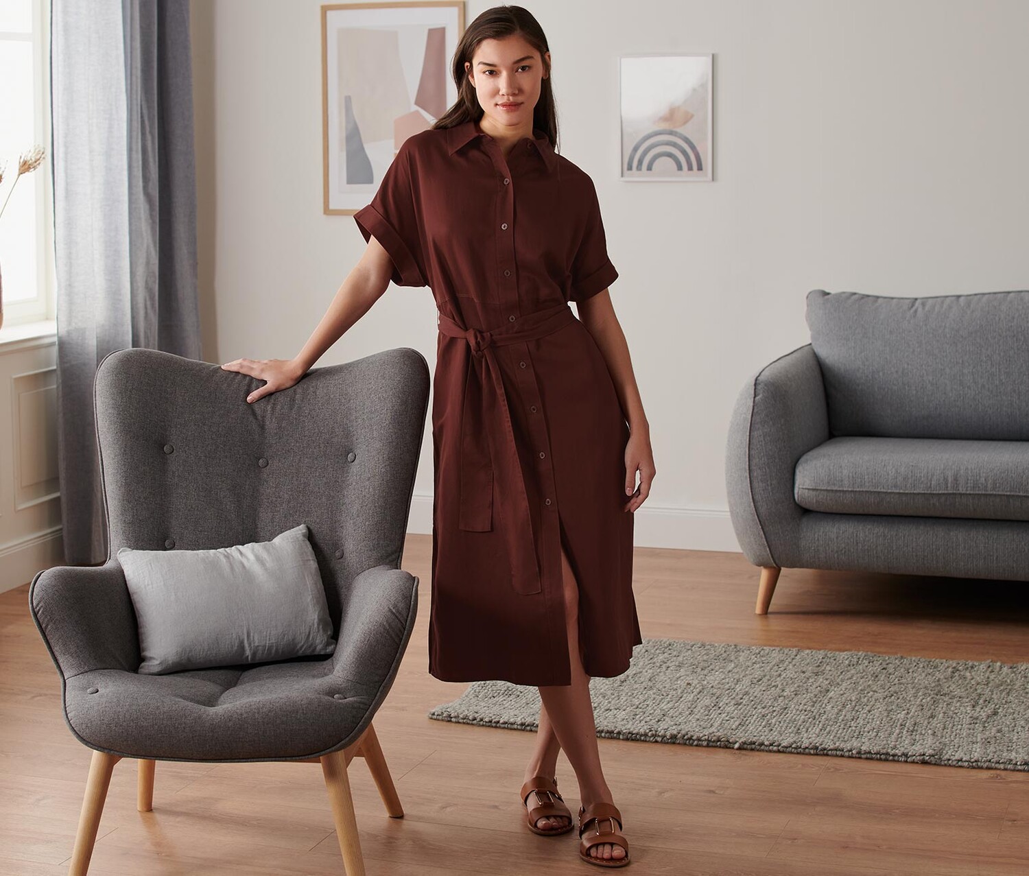 Платье-рубашка из смесового льна Tchibo, терракотовые цвета
Платье-рубашка из смесового льна Tchibo, терракотовые цвета