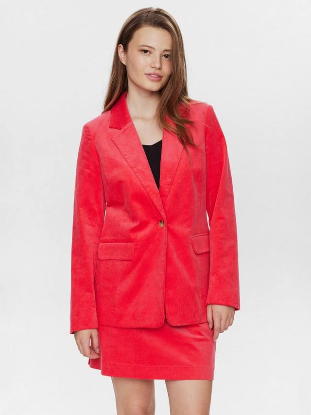 Однобортный вельветовый блейзер nudeanna Numph, цвет Bright Red 
Однобортный вельветовый блейзер nudeanna Numph, цвет Bright Red