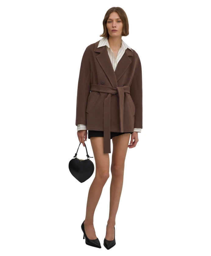 Короткое двубортное шерстяное пальто Estro, коричневый
Короткое двубортное шерстяное пальто Estro, коричневый