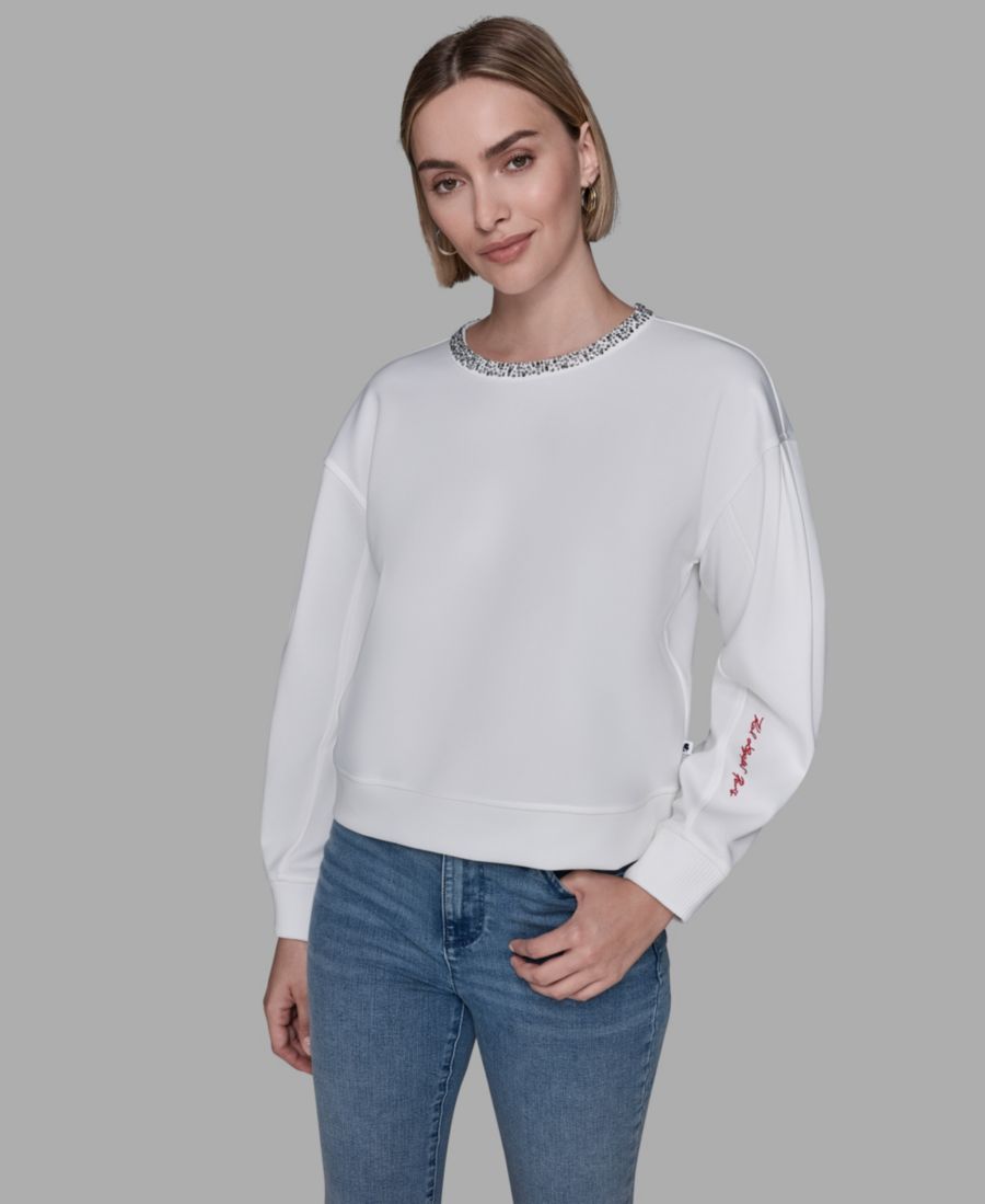 Женская блузка с круглым вырезом и кристаллами KARL LAGERFELD PARIS, Soft White
Женская блузка с круглым вырезом и кристаллами KARL LAGERFELD PARIS, Soft White