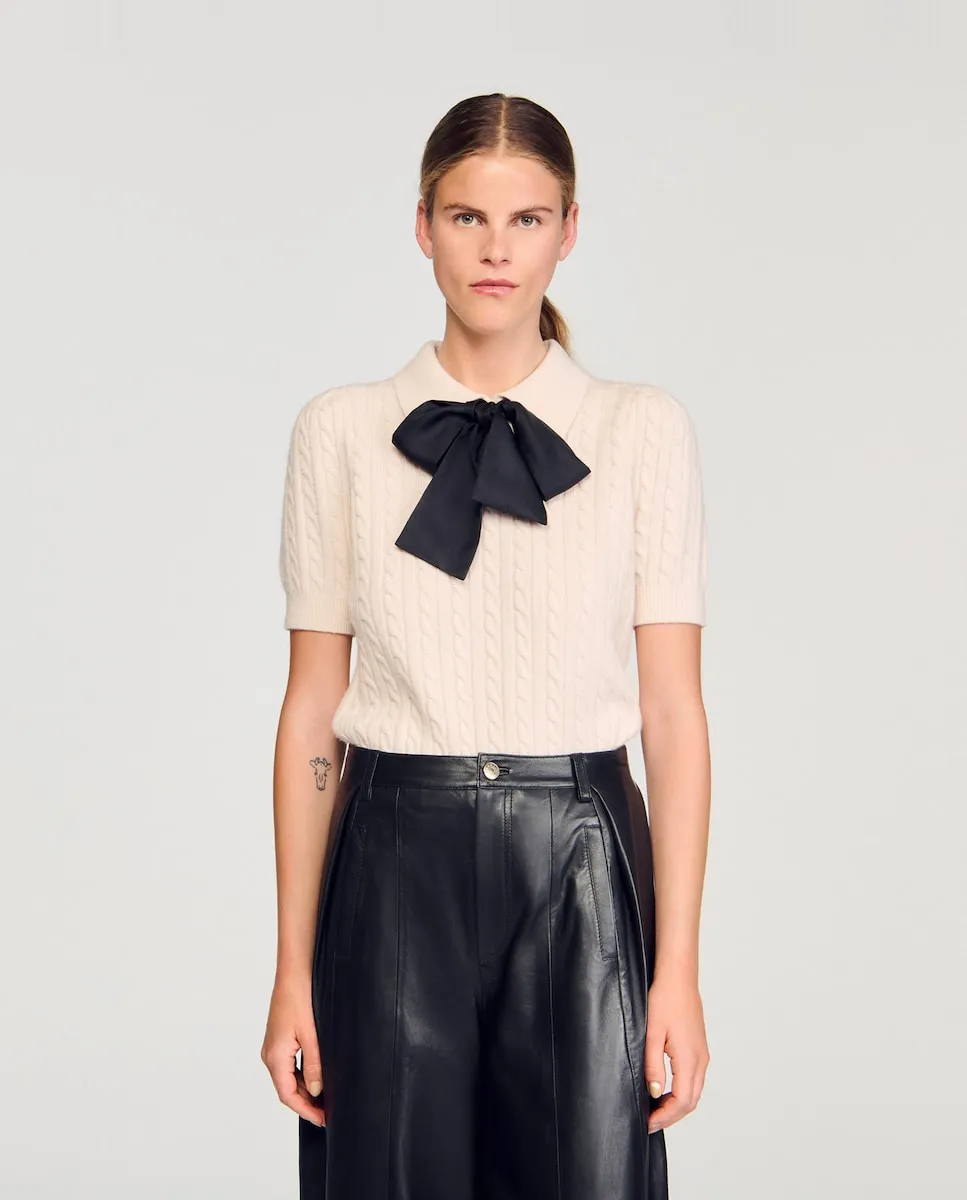 Женский вязаный джемпер с воротником-поло Sandro, белый
Женский вязаный джемпер с воротником-поло Sandro, белый