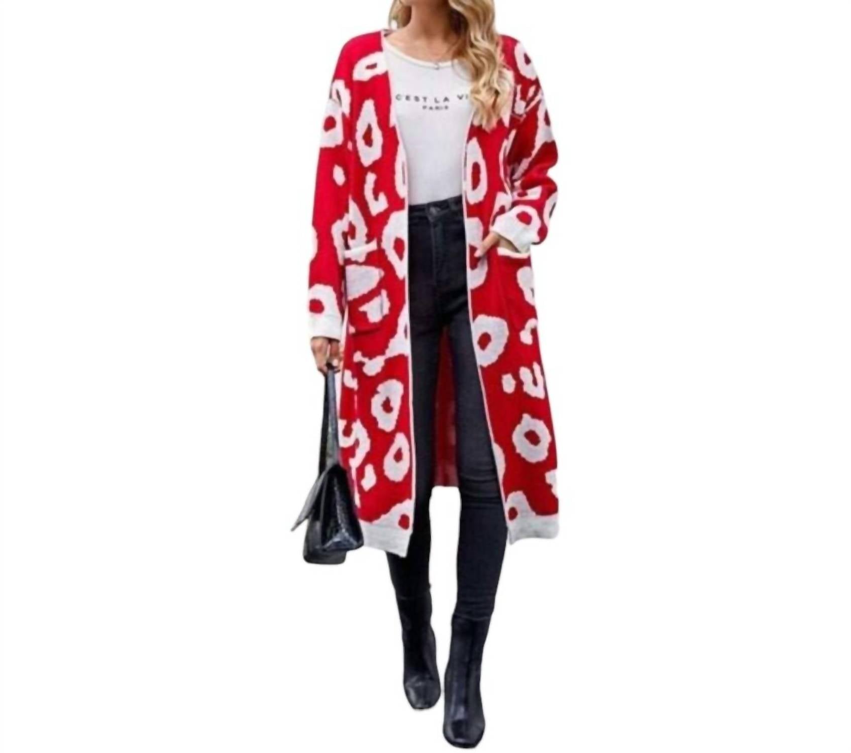 Открытый кардиган с леопардовым принтом в красном цвете Kara and Kate
Открытый кардиган с леопардовым принтом в красном цвете Kara and Kate