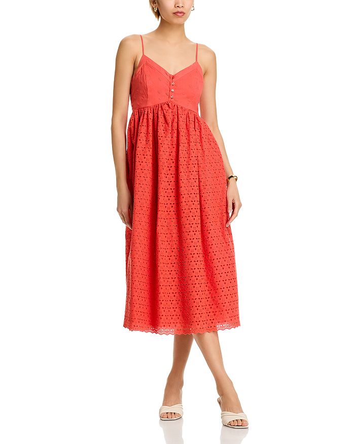 Платье с V-образным вырезом и ажурными вставками - эксклюзив AQUA, оранжевый
Платье с V-образным вырезом и ажурными вставками - эксклюзив AQUA, оранжевый