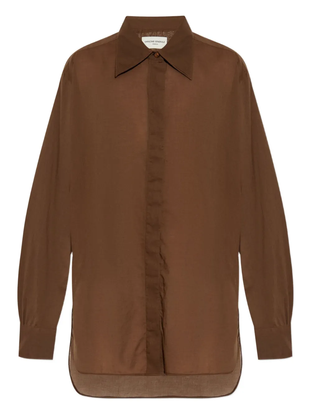 Рубашка из хлопка на пуговицах Officine Generale, коричневый 
Рубашка из хлопка на пуговицах Officine Generale, коричневый