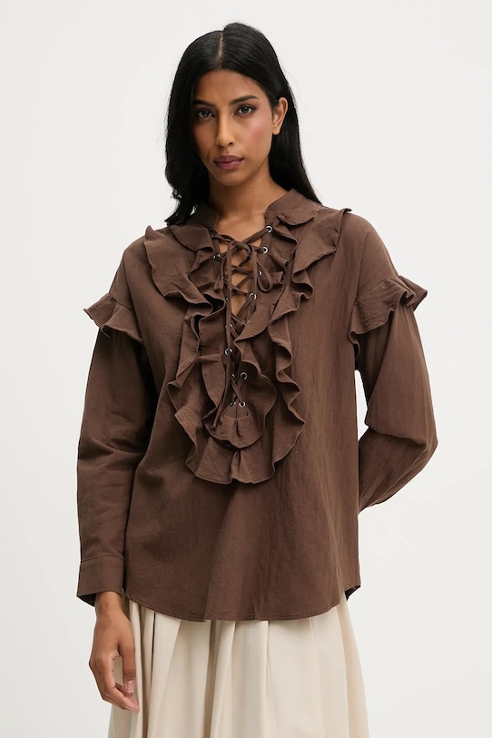Хлопковая блузка Answear.Lab, коричневый 
Хлопковая блузка Answear.Lab, коричневый