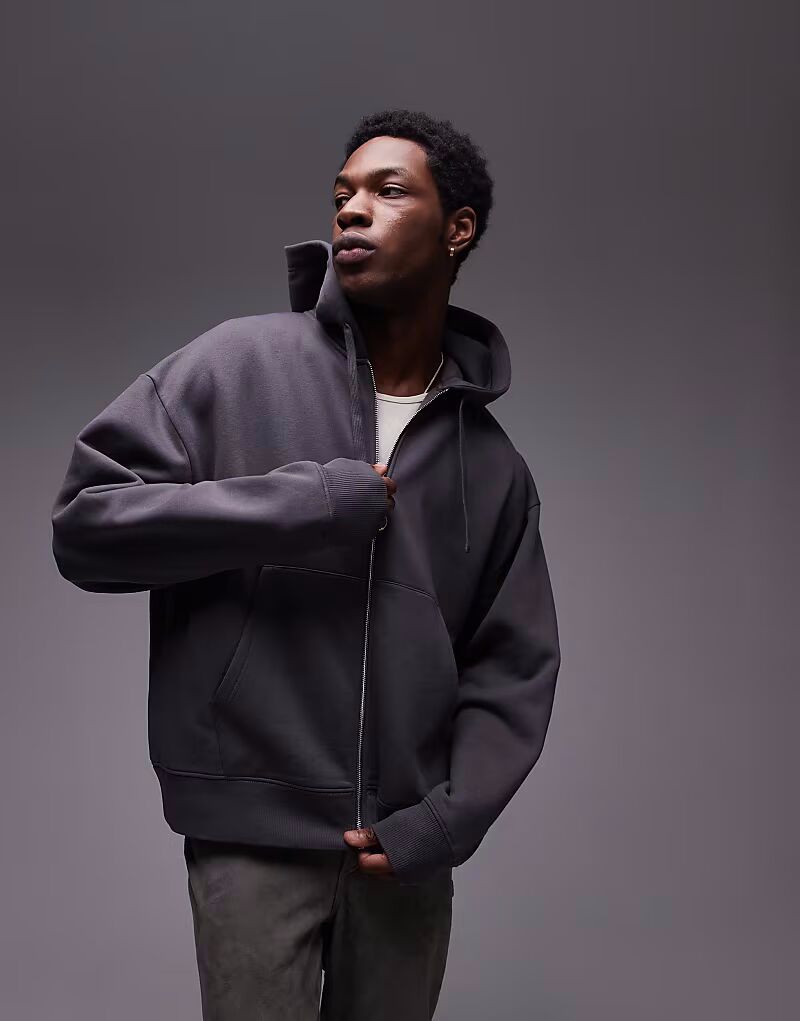 Толстовка Topman свободного кроя на молнии в цвете древесного угля
Толстовка Topman свободного кроя на молнии в цвете древесного угля