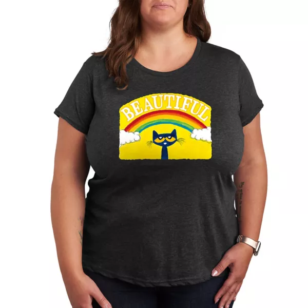 Плюс красивая футболка с рисунком радуги с котом Питом Licensed Character, серый
Плюс красивая футболка с рисунком радуги с котом Питом Licensed Character, серый