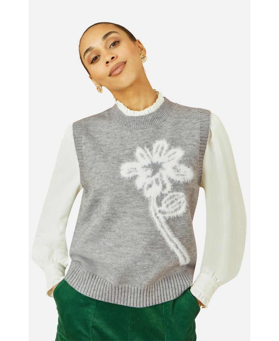 Женский вязаный жилет без рукавов с цветочным принтом Yumi, Grey
Женский вязаный жилет без рукавов с цветочным принтом Yumi, Grey