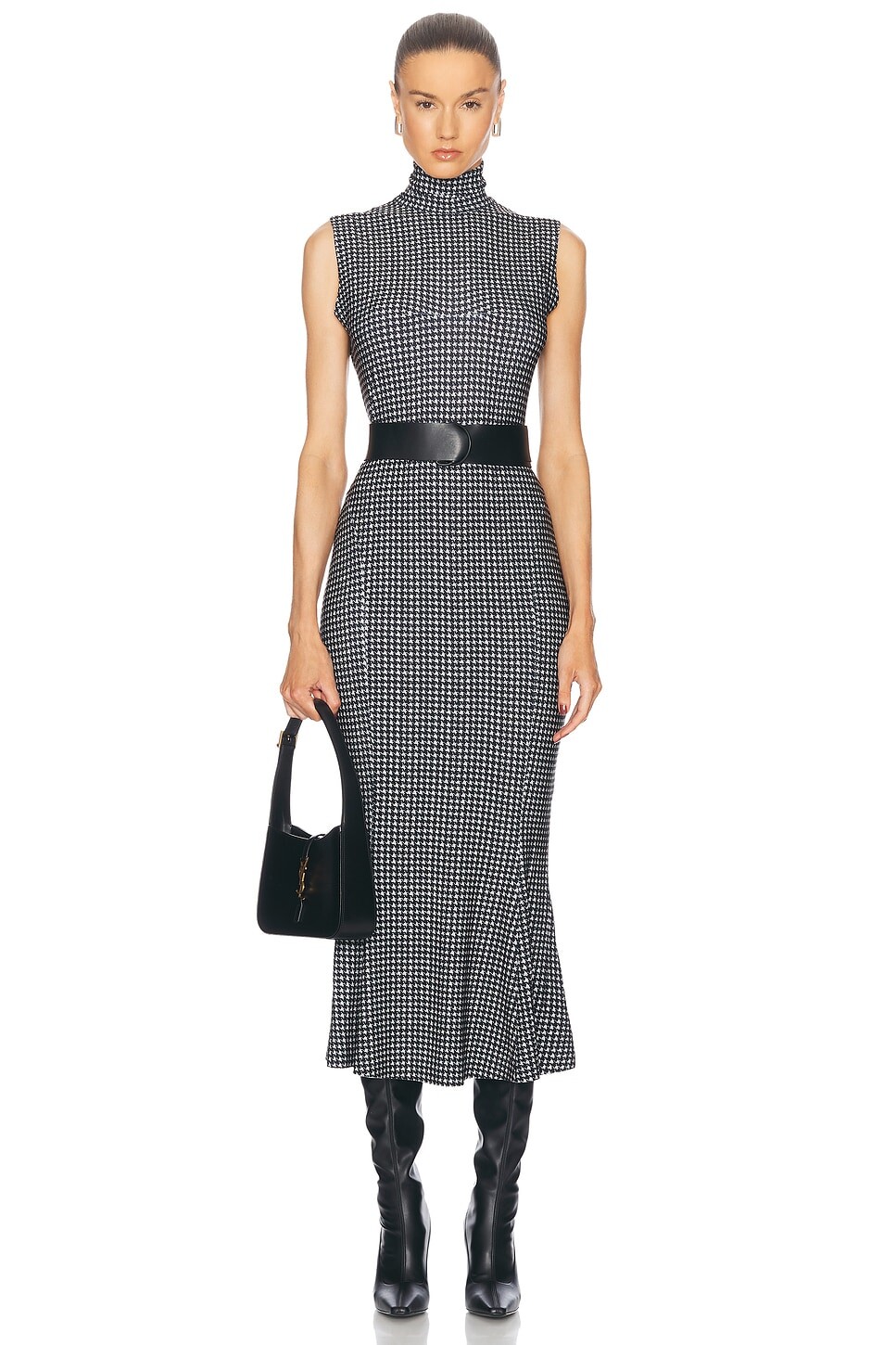 Платье «рыбий хвост» с водолазкой без рукавов Norma Kamali, цвет Mini Houndstooth 
Платье «рыбий хвост» с водолазкой без рукавов Norma Kamali, цвет Mini Houndstooth