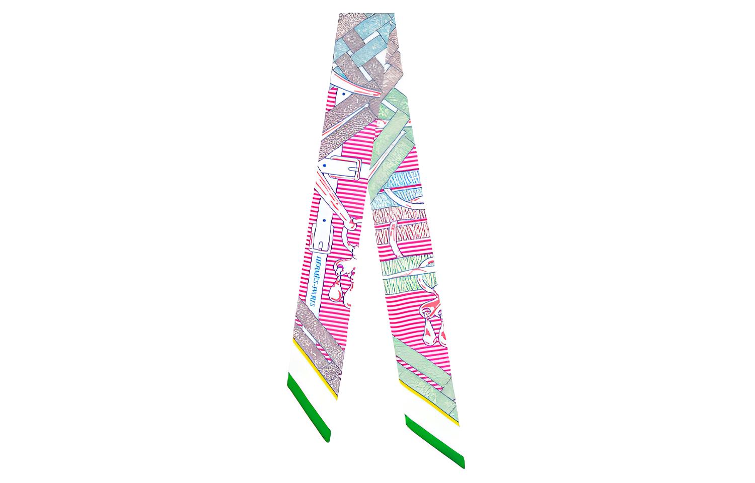 Шёлковый шарф HERMES для женщин зелёный розовый 
Шёлковый шарф HERMES для женщин зелёный розовый