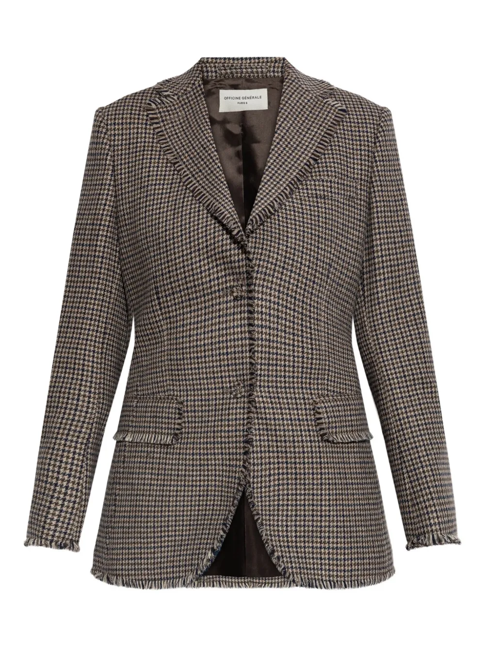 Блейзер в гусиную лапку с необработанными краями Officine Generale, коричневый
Блейзер в гусиную лапку с необработанными краями Officine Generale, коричневый