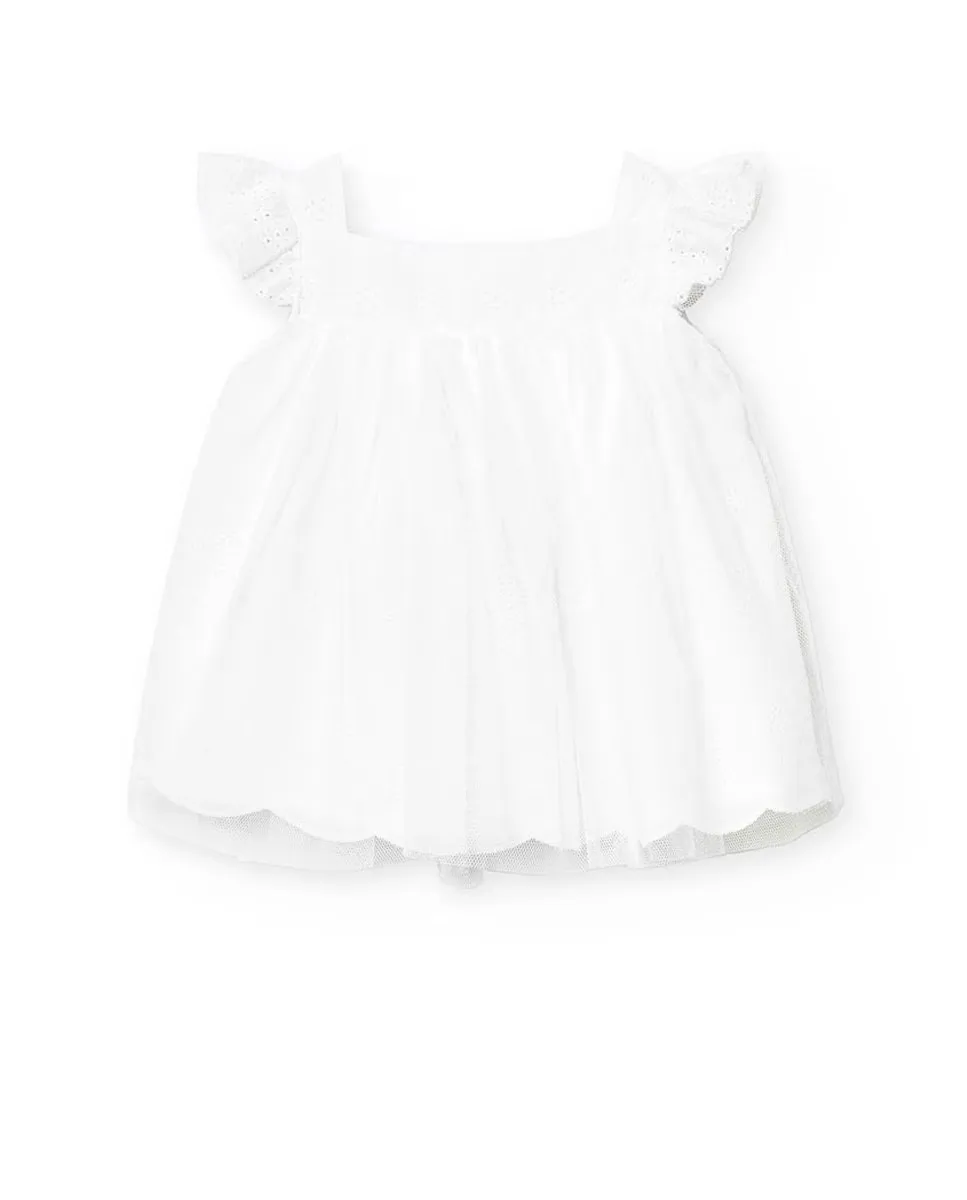Платье для девочки из вышитого батиста и фатина Boboli, белый
Платье для девочки из вышитого батиста и фатина Boboli, белый