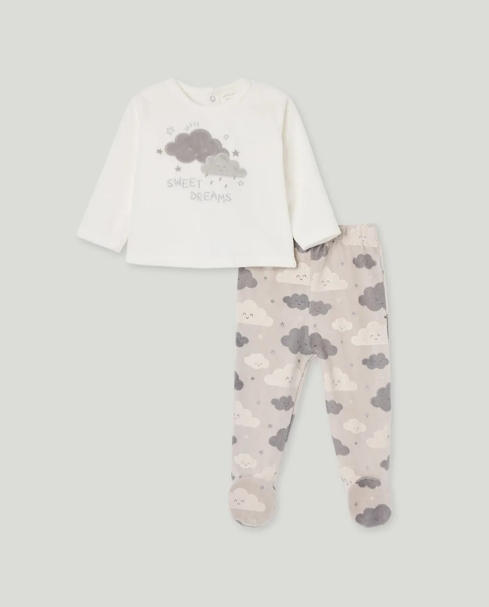 Полный комплект длинной пижамы из велюра с фантазийным принтом и распечатанными брюками для маленькой девочки Cotton Juice, белый
Полный комплект длинной пижамы из велюра с фантазийным принтом и распечатанными брюками для маленькой девочки Cotton Juice, белый