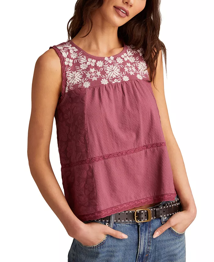 Женский топ без рукавов из хлопка с кружевной отделкой и вышивкой Lucky Brand, красный
Женский топ без рукавов из хлопка с кружевной отделкой и вышивкой Lucky Brand, красный